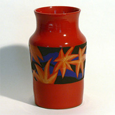 Vase, red, blue with stars