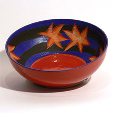 Bowl, red, blue with stars