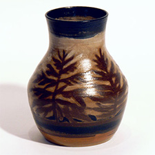 Vase, brown with trees