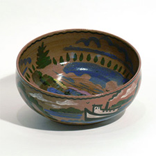 Bowl, brown with Moosehead Lake scenes