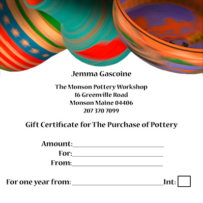 Gift Certificate for Pottery